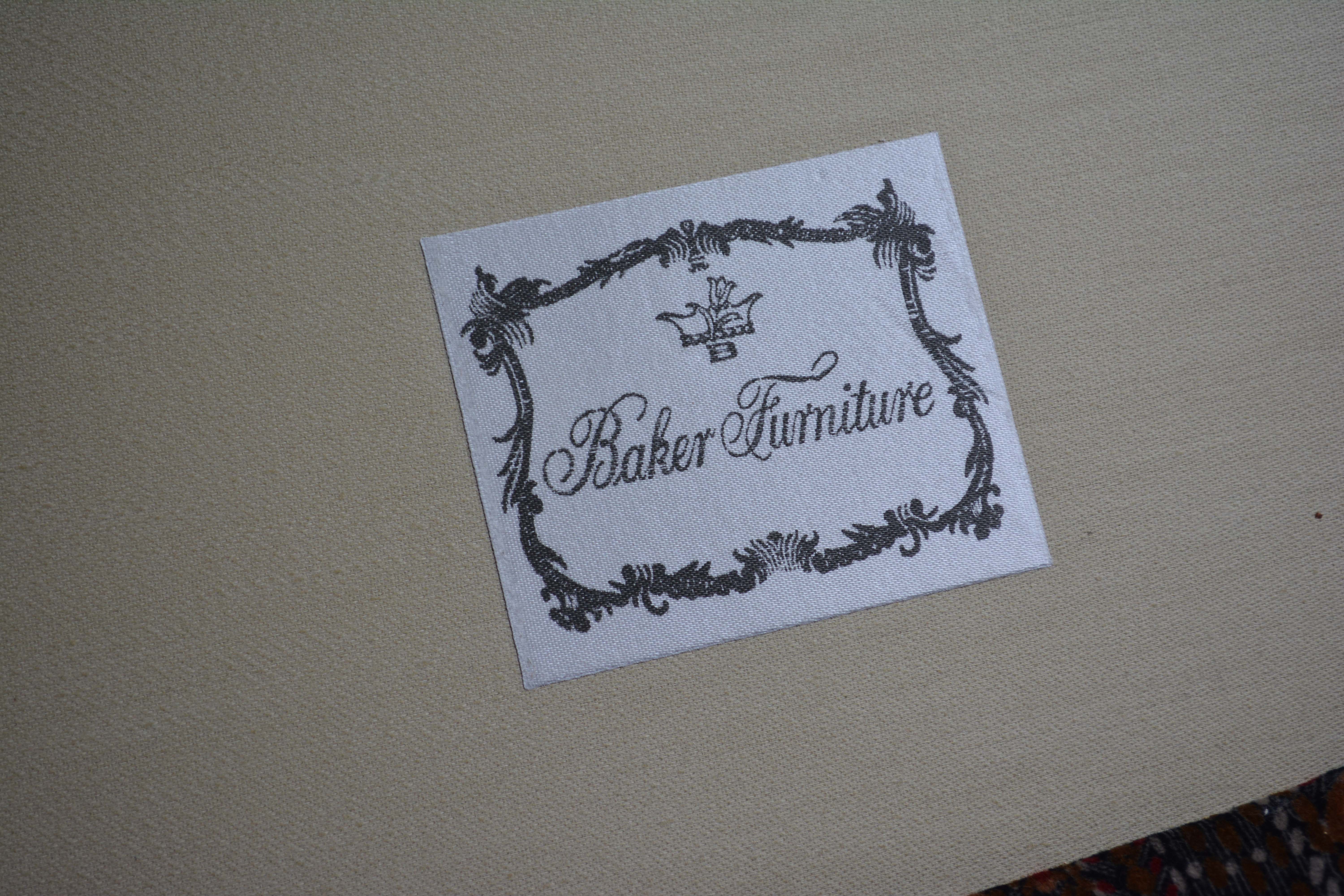 Vintage Louis XV Style Upholstered Armchair and Ottoman by Baker Furniture