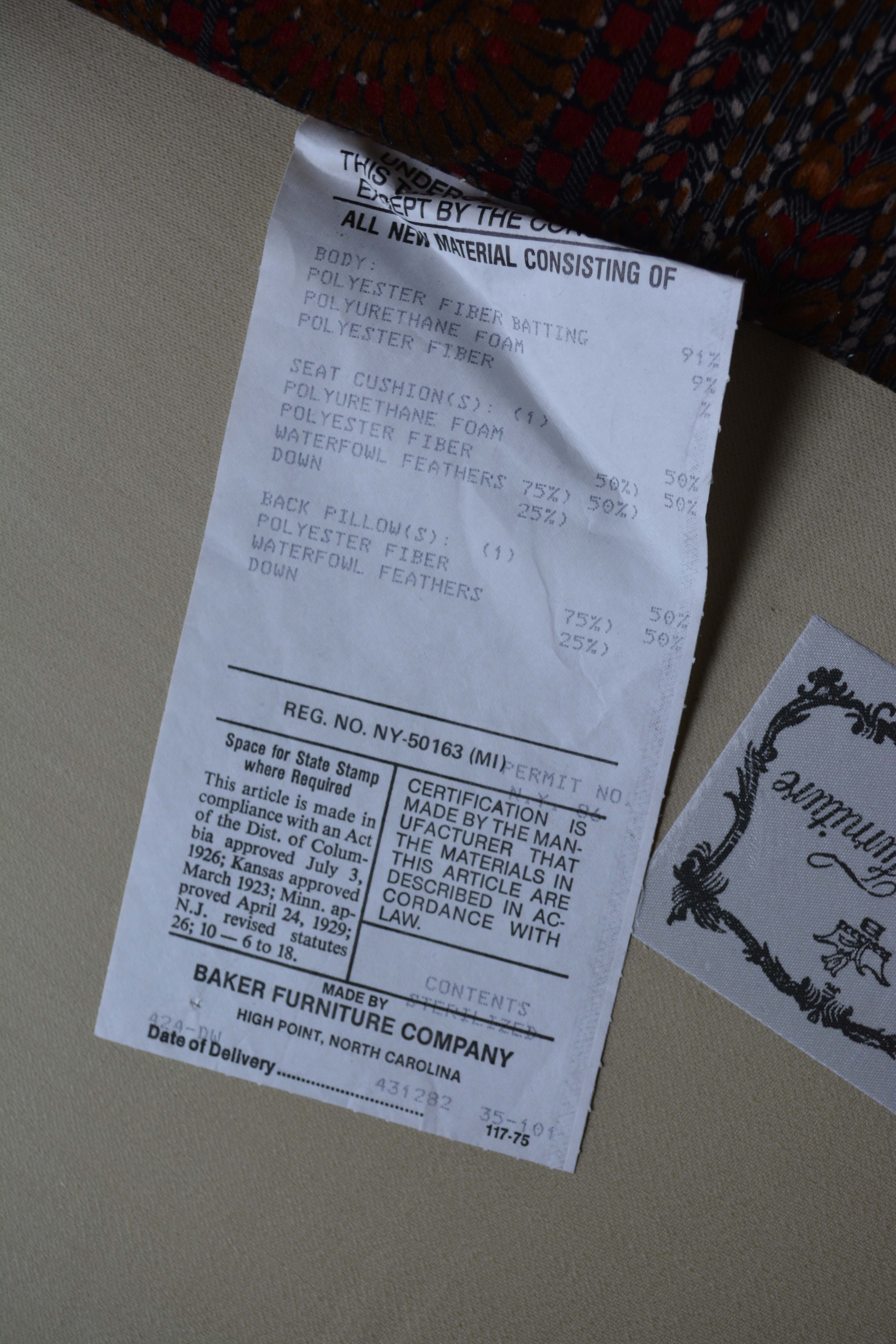 Vintage Louis XV Style Upholstered Armchair and Ottoman by Baker Furniture