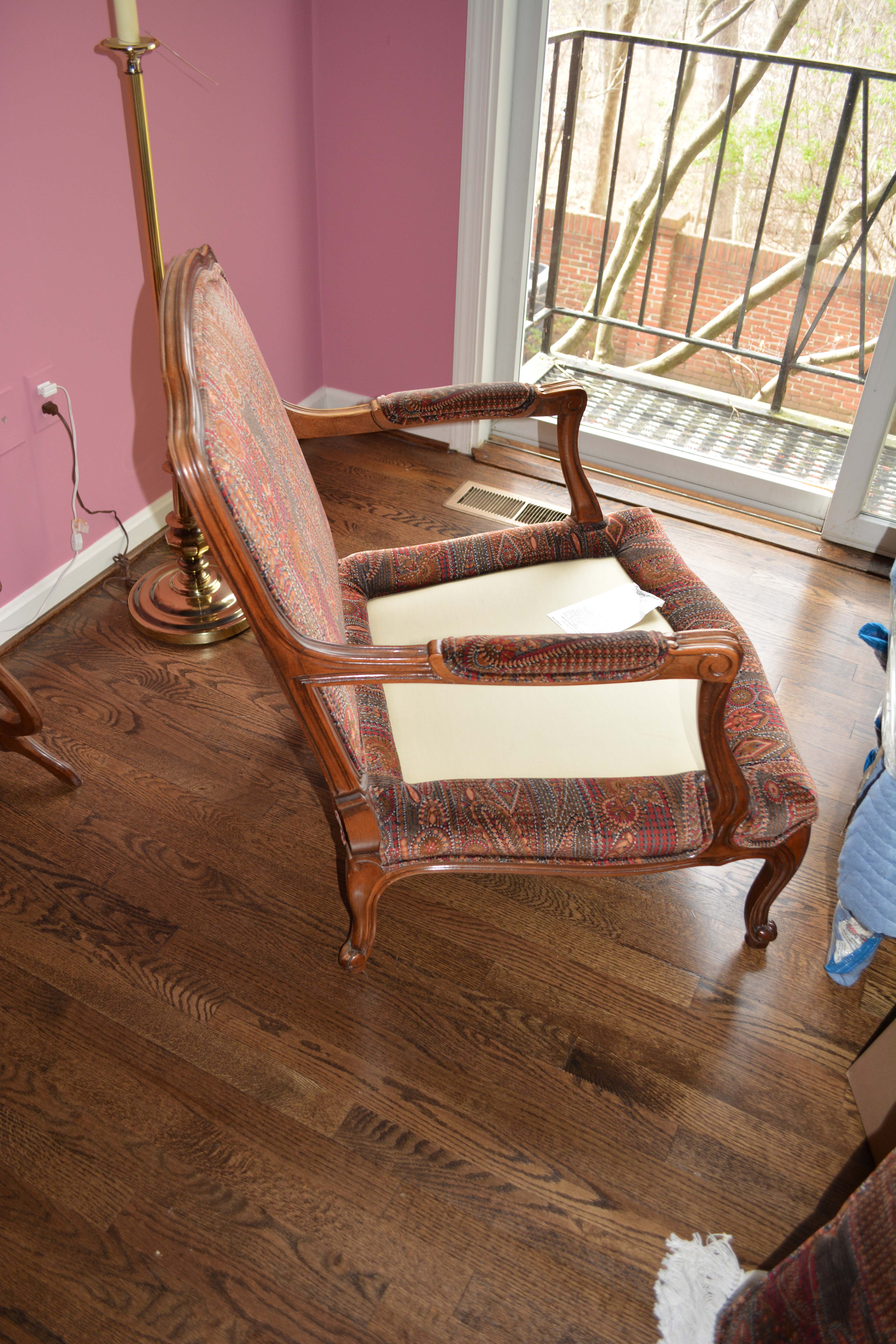 Vintage Louis XV Style Upholstered Armchair and Ottoman by Baker Furniture