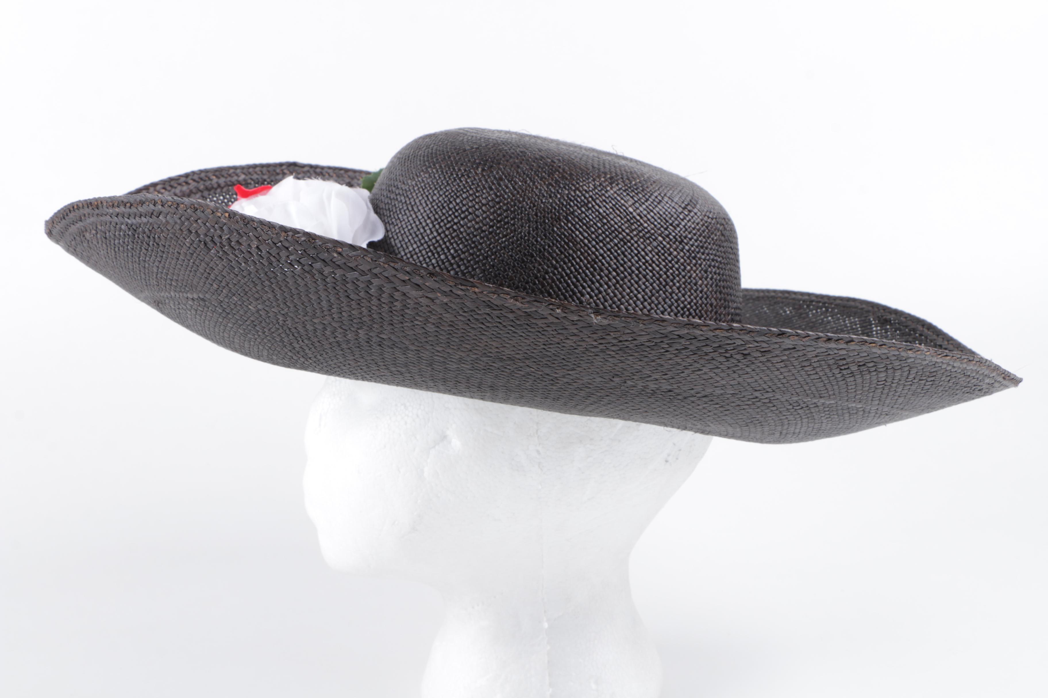 Women's Ecuadorian Black Woven Straw Sun Hat