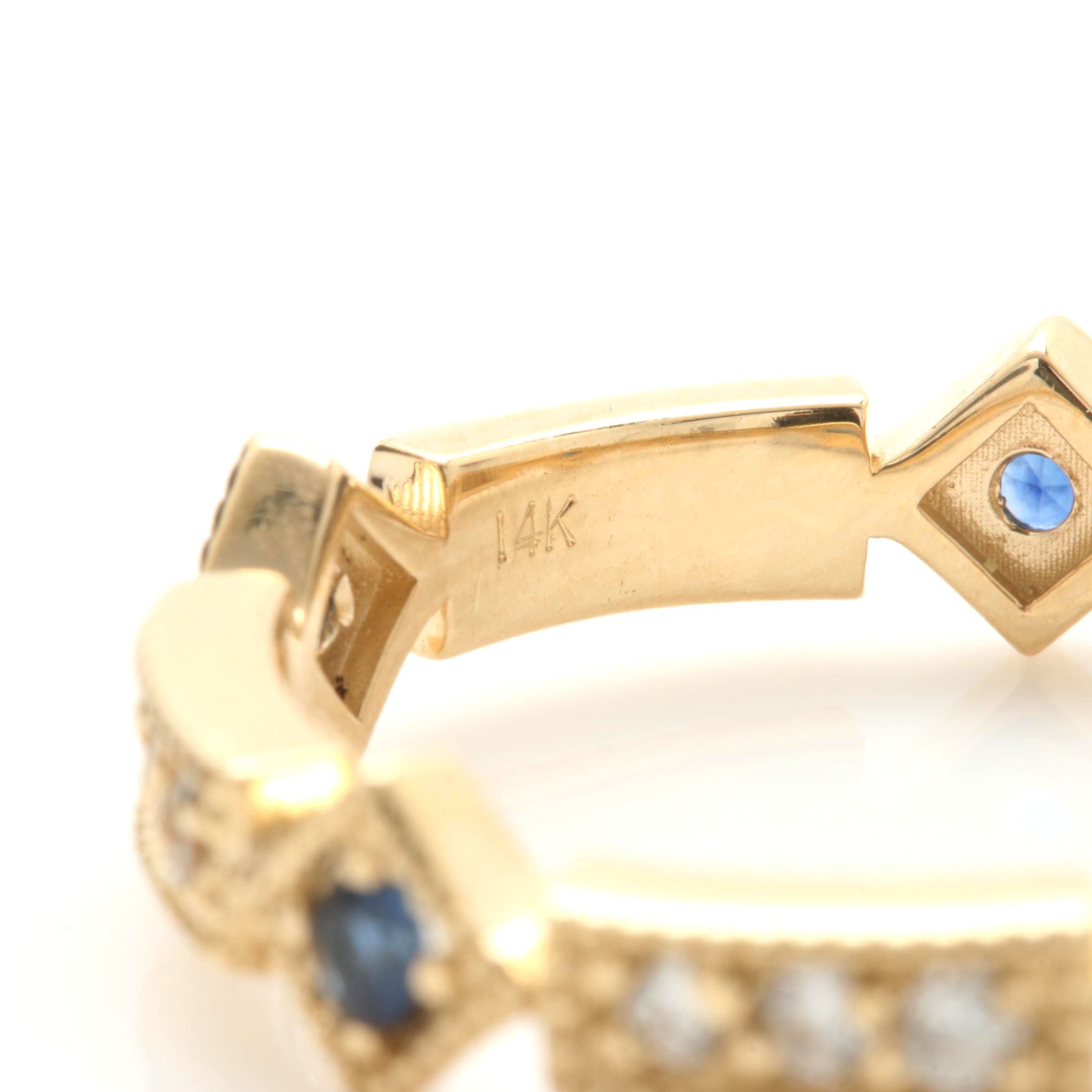 14K Yellow Gold Sapphire and Diamond Ring