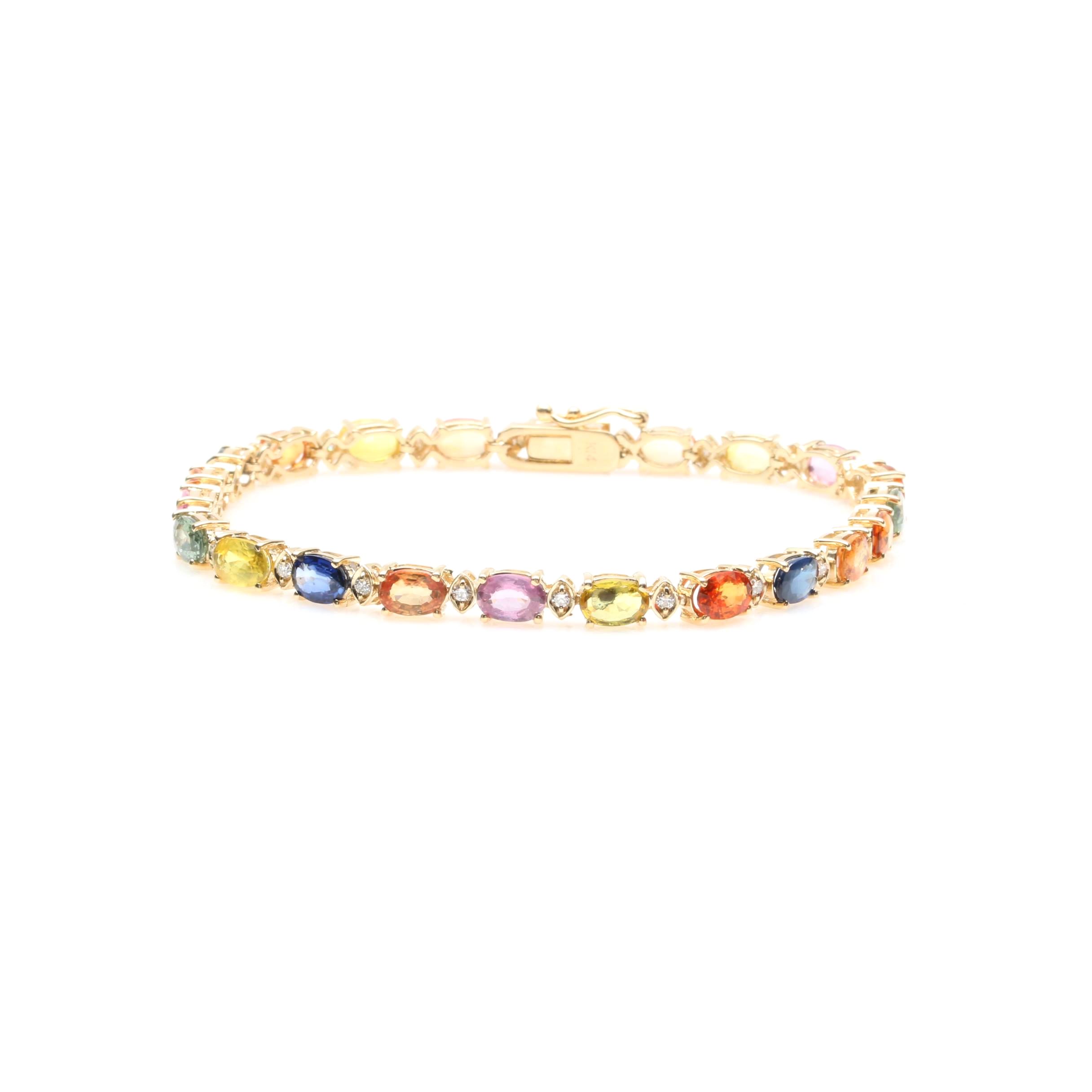 14K Yellow Gold Fancy Sapphire and Diamond Bracelet