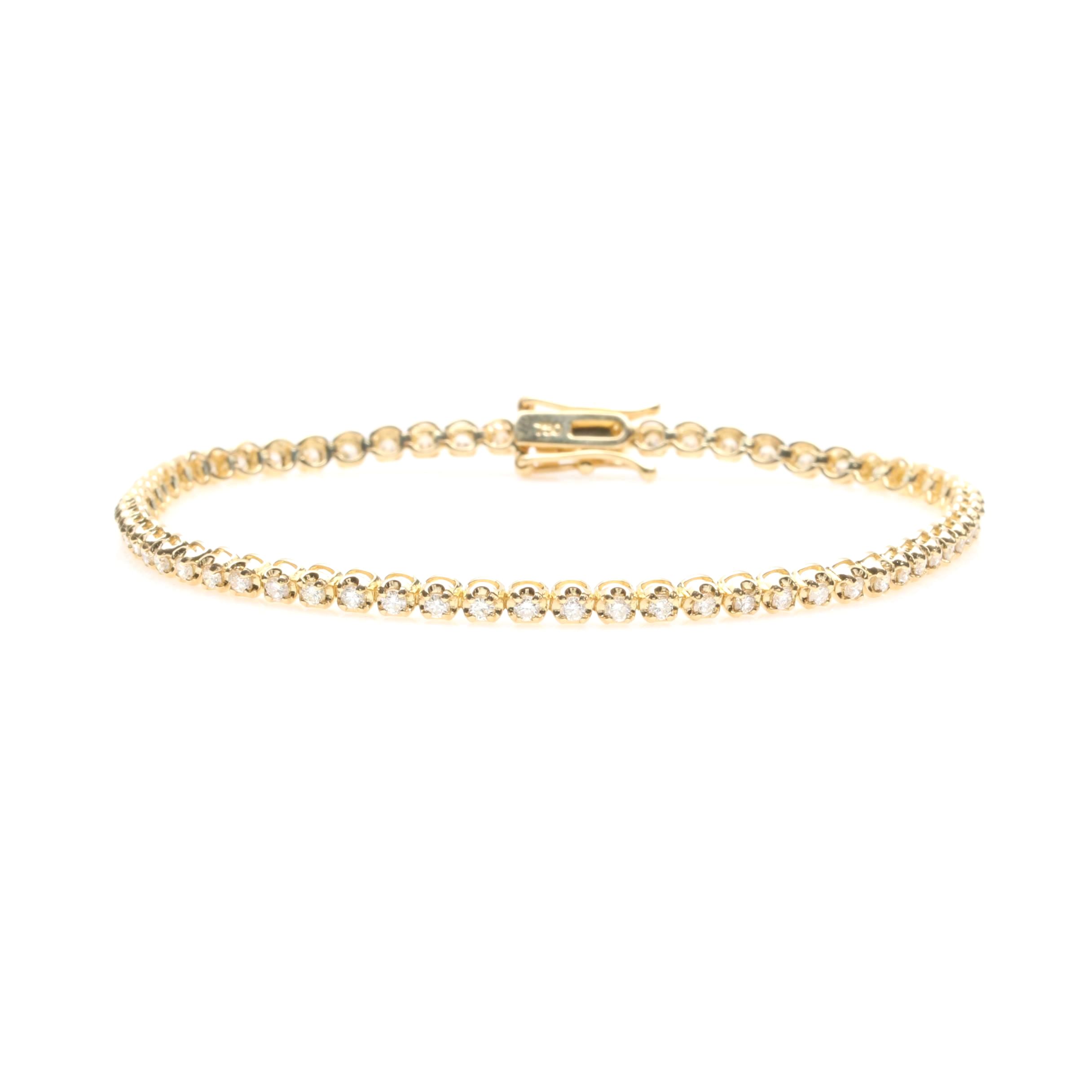 18K Yellow Gold 1.24 CTW Diamond Tennis Bracelet