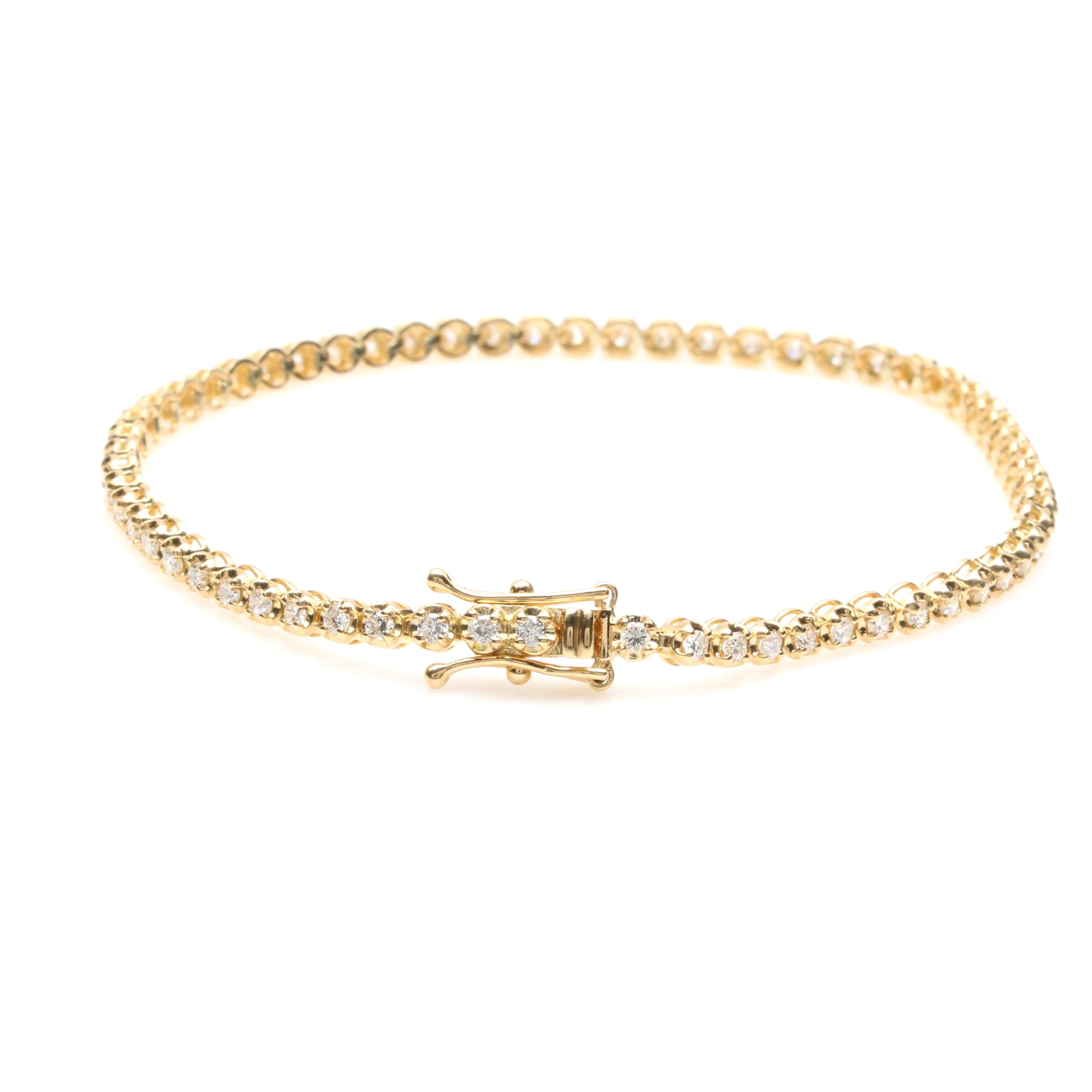 18K Yellow Gold 1.24 CTW Diamond Tennis Bracelet