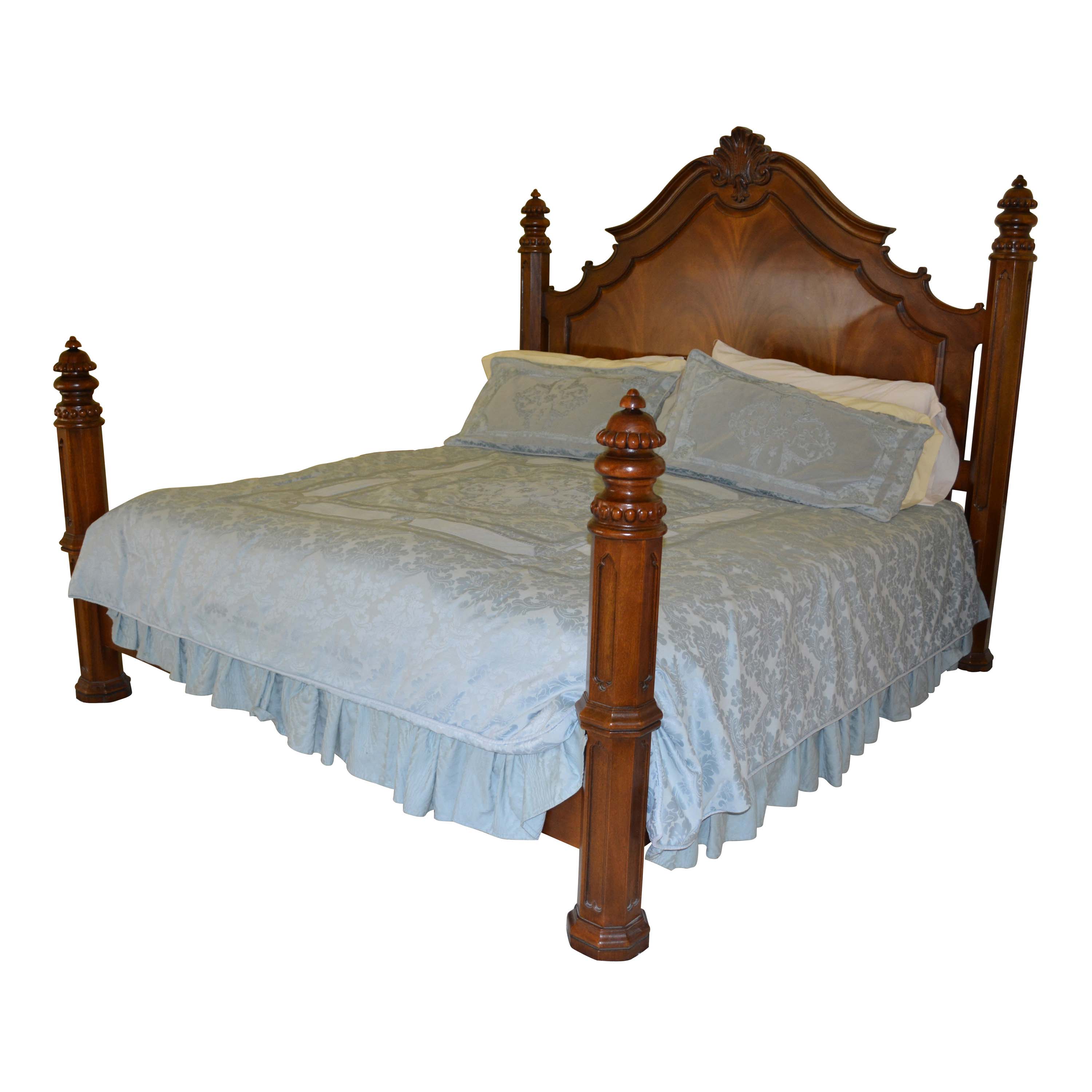 Victorian Style Mahogany King Size Four Poster Bed Frame