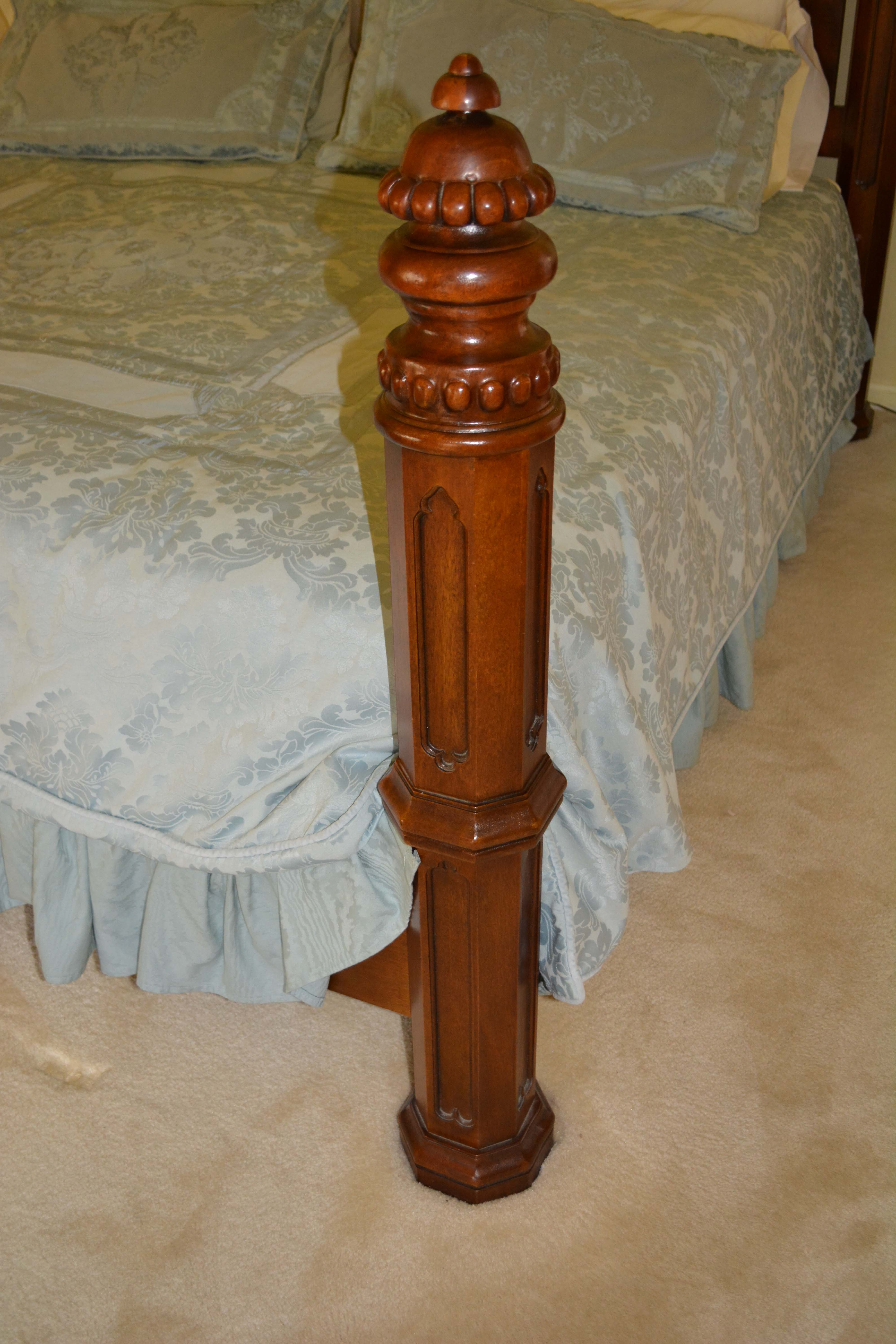 Victorian Style Mahogany King Size Four Poster Bed Frame