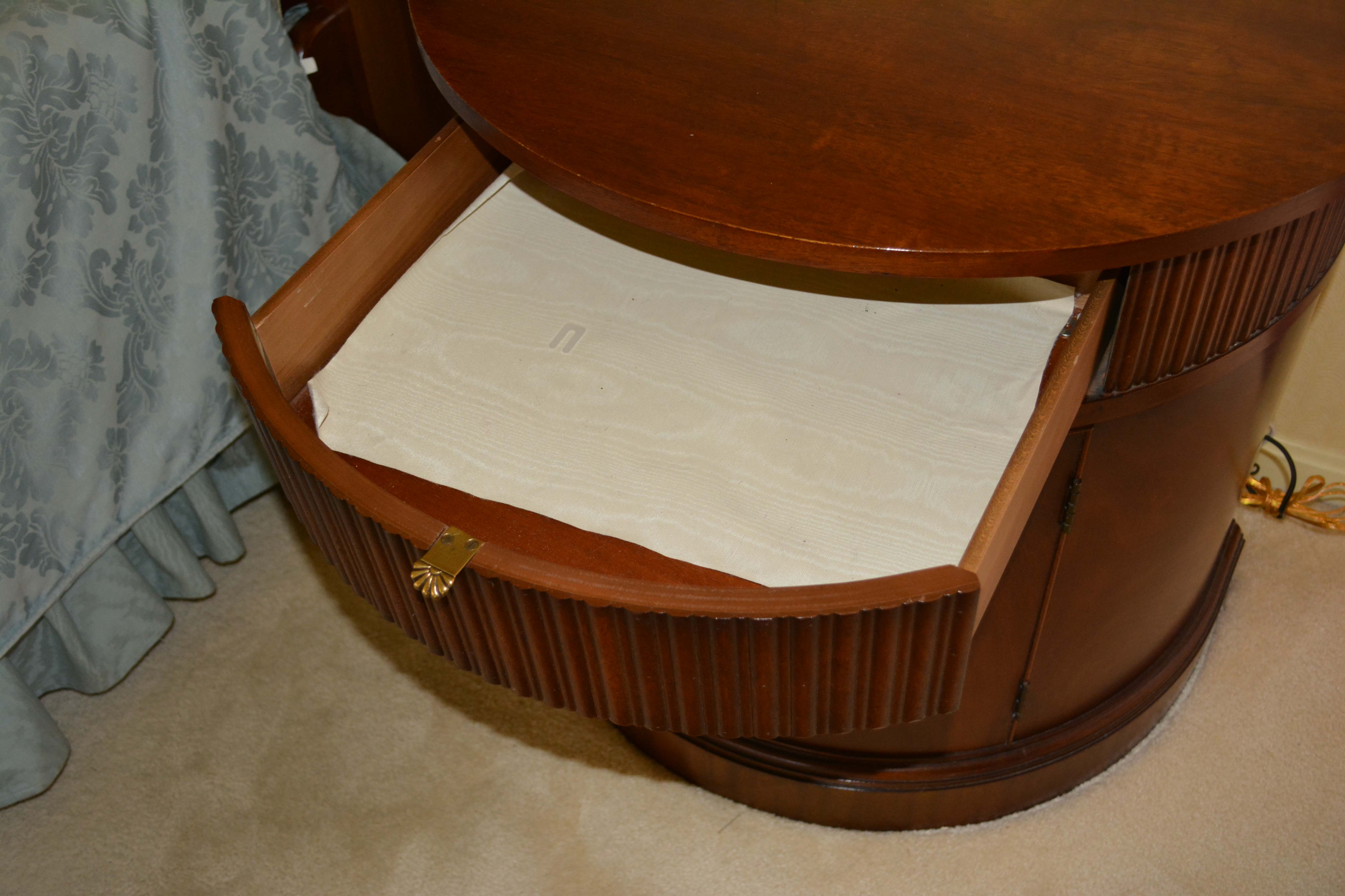 Vintage "Historic Natchez Collection" Mahogany Demilune Nightstands by Henredon