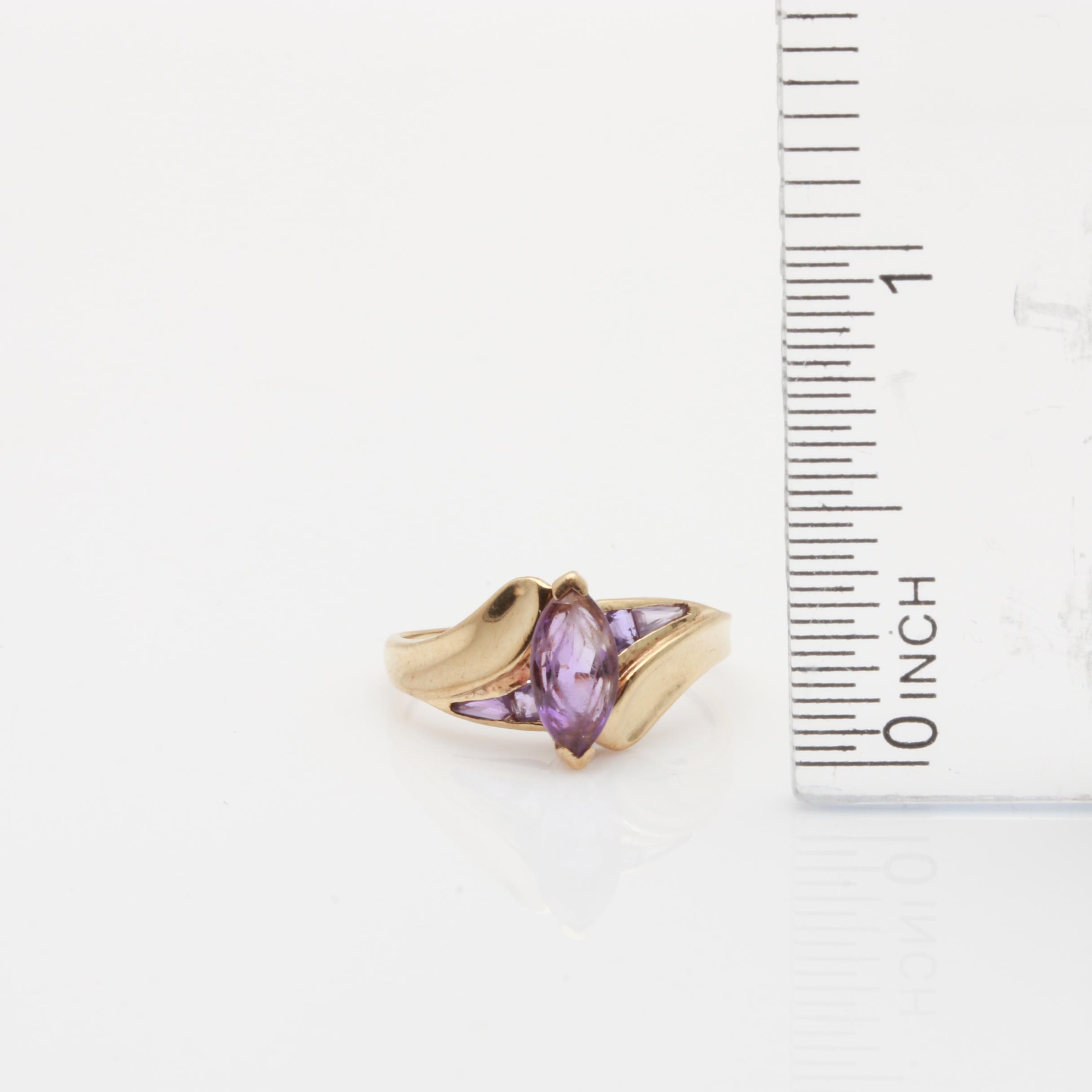 10K Yellow Gold Amethyst Rings