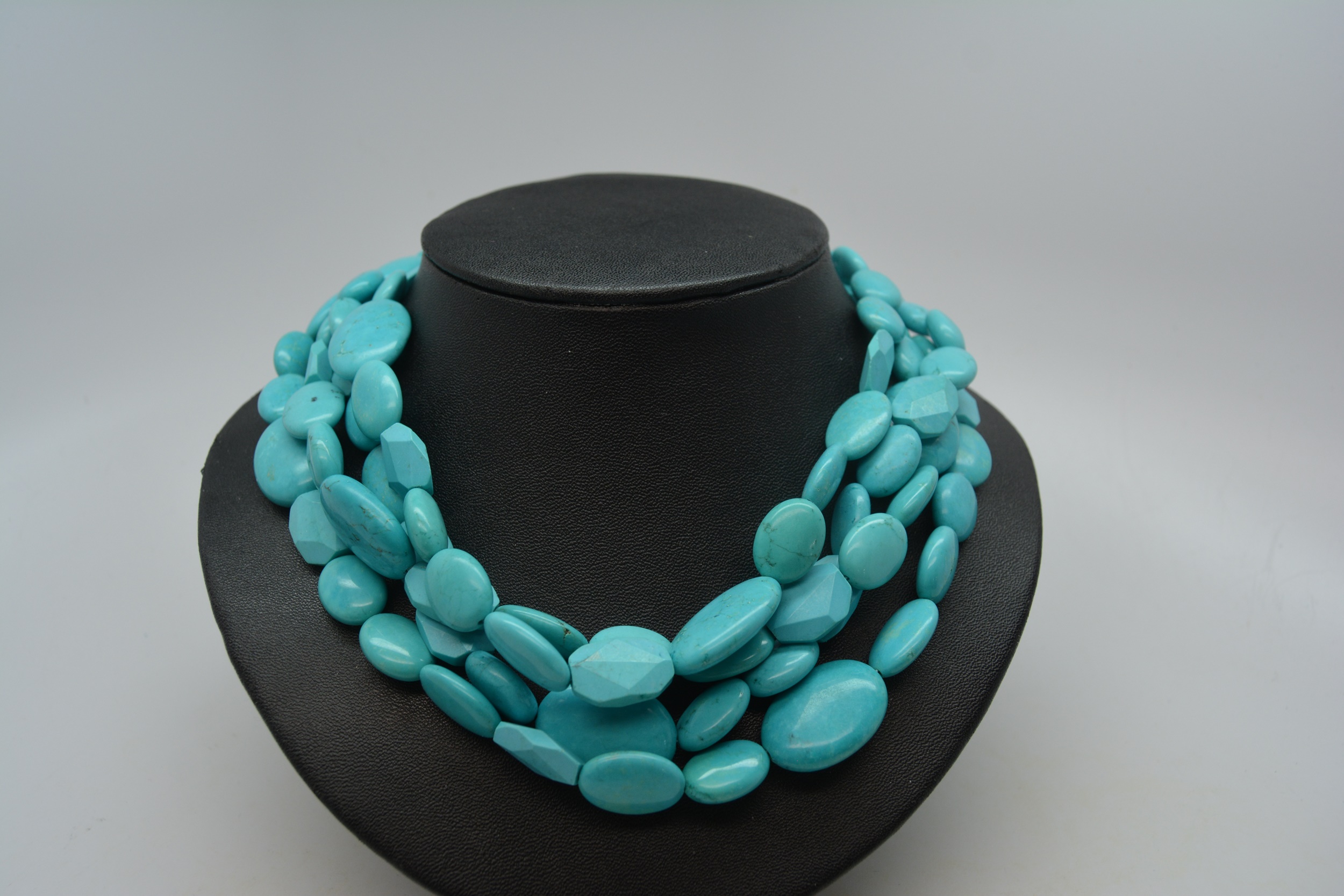 Ralph Lauren Four Strand Turquoise Necklace With Sterling Silver Clasp
