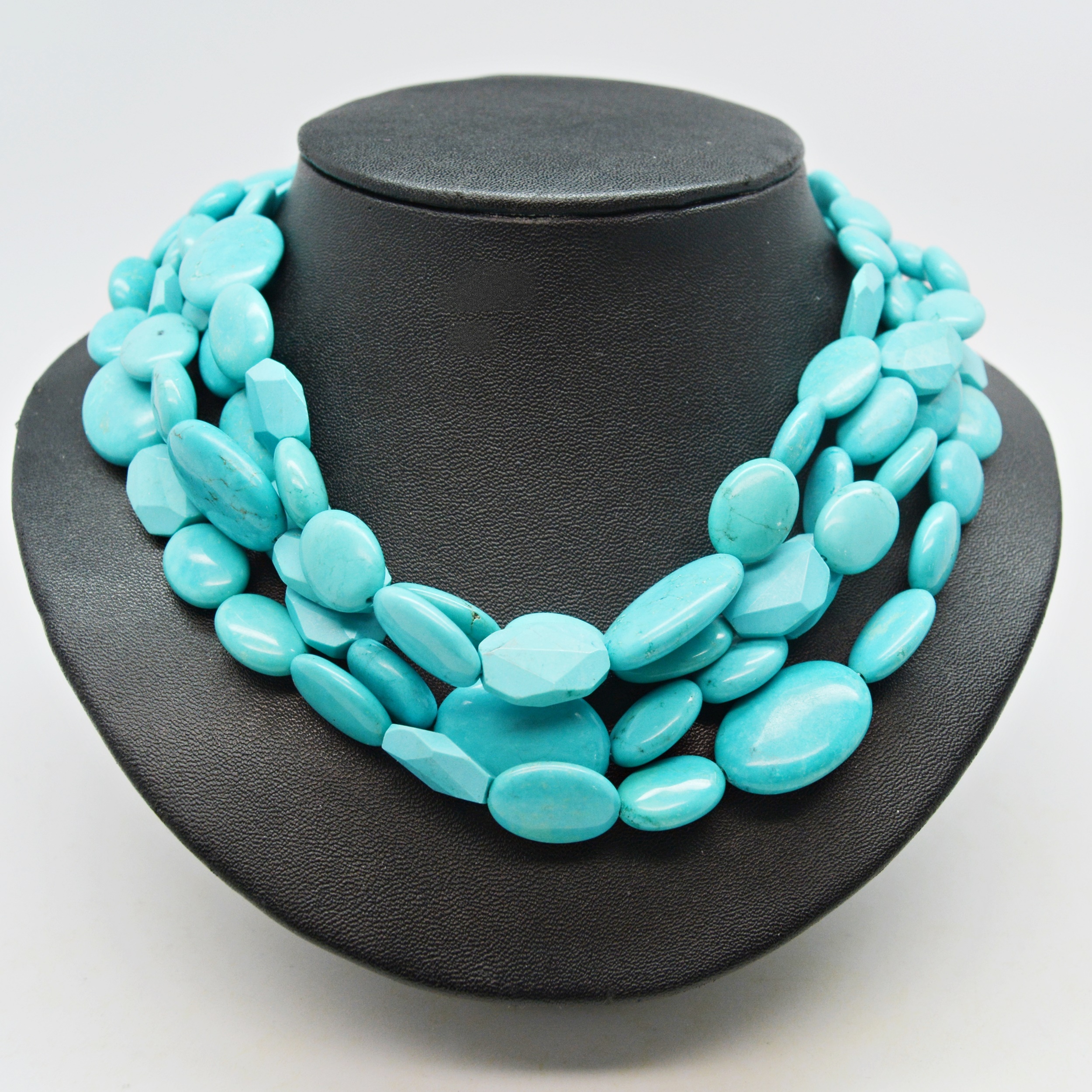 Ralph Lauren Four Strand Turquoise Necklace With Sterling Silver Clasp