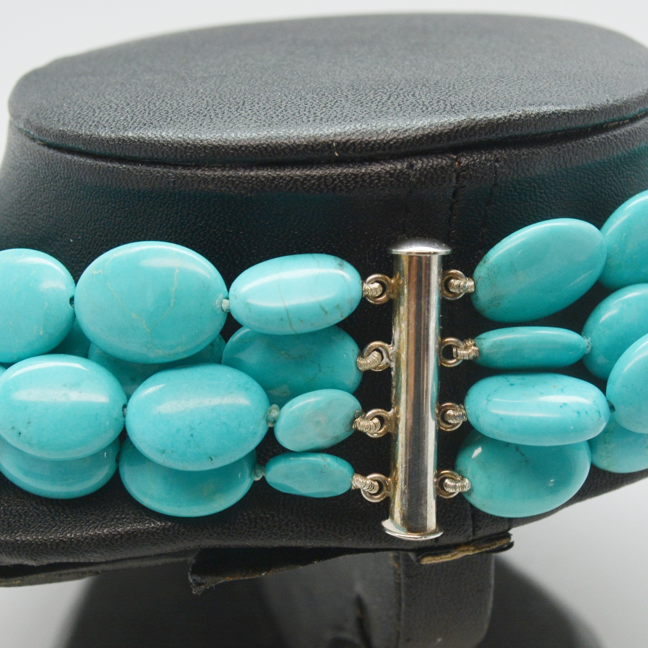 Ralph Lauren Four Strand Turquoise Necklace With Sterling Silver Clasp