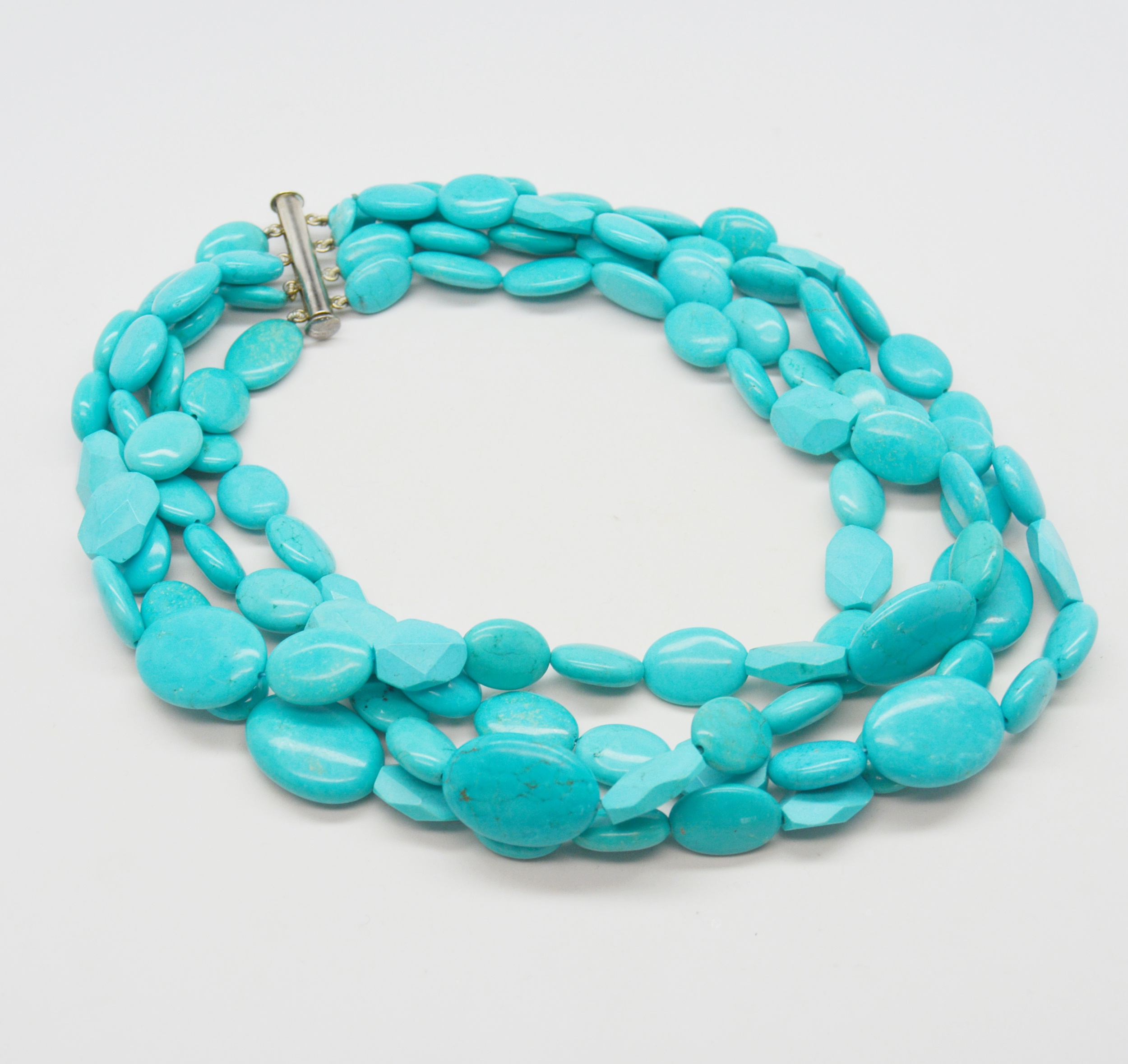 Ralph Lauren Four Strand Turquoise Necklace With Sterling Silver Clasp