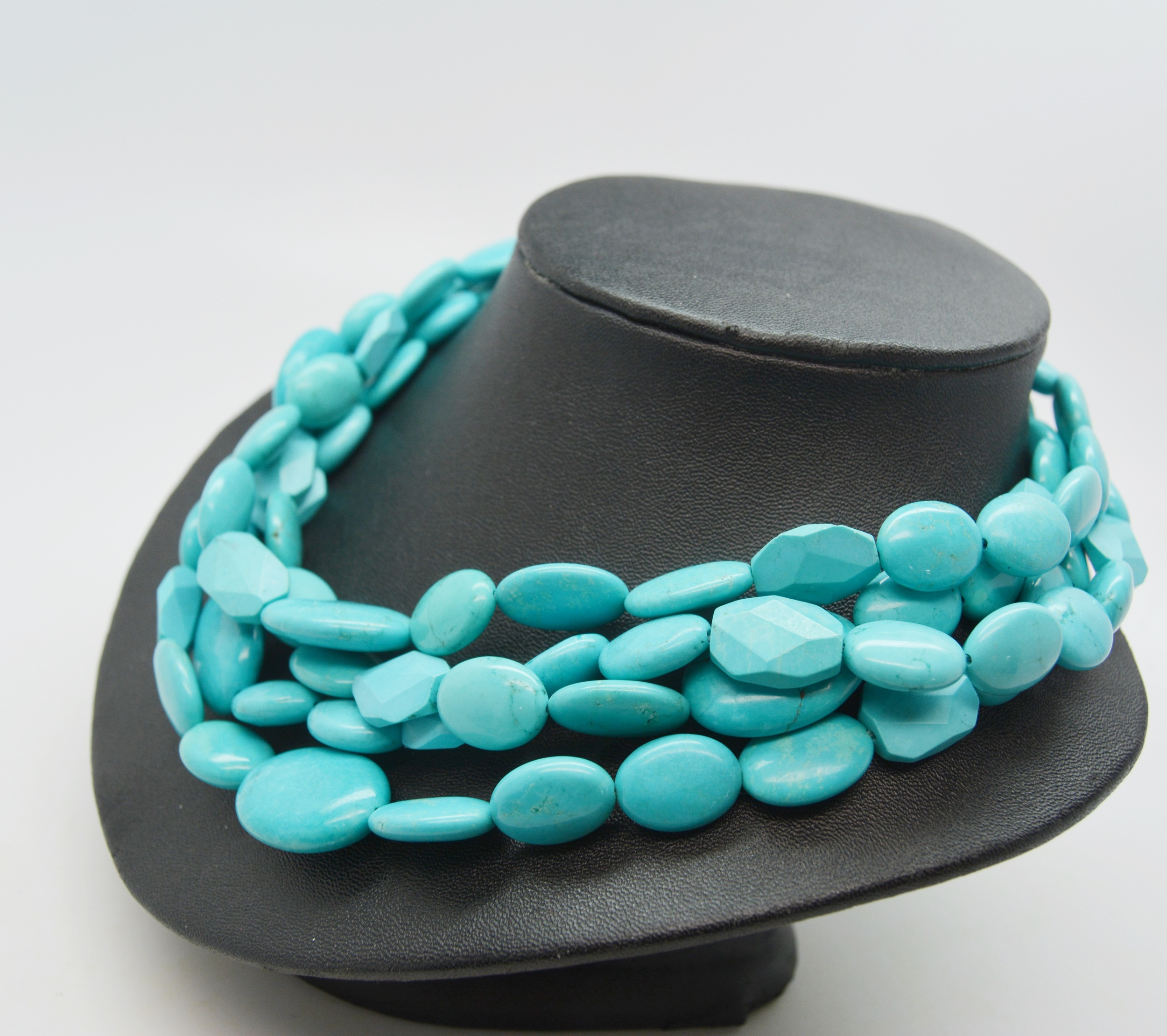 Ralph Lauren Four Strand Turquoise Necklace With Sterling Silver Clasp