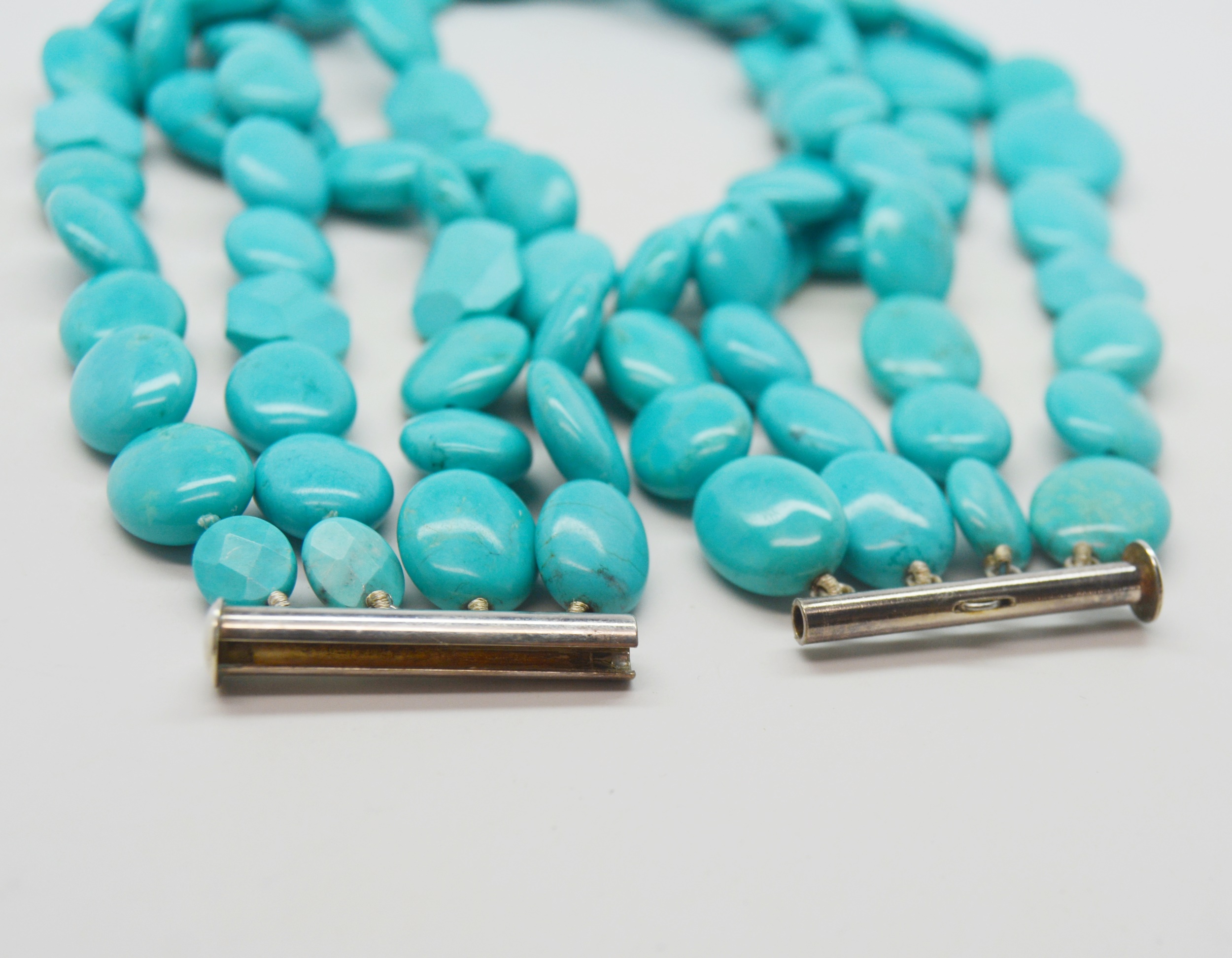 Ralph Lauren Four Strand Turquoise Necklace With Sterling Silver Clasp