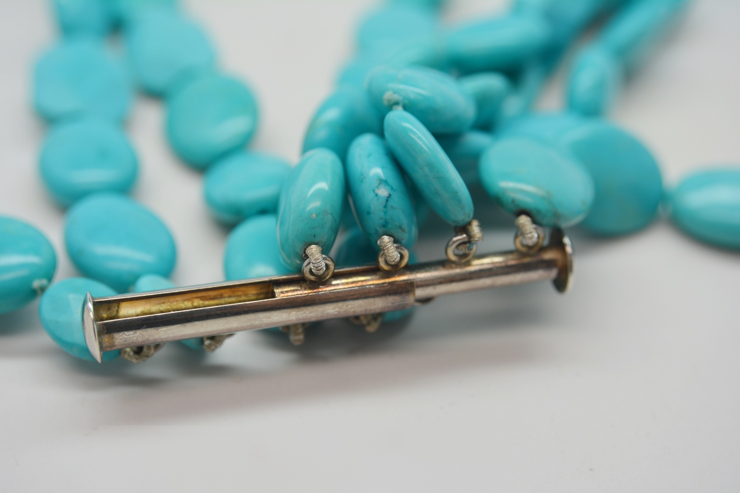 Ralph Lauren Four Strand Turquoise Necklace With Sterling Silver Clasp