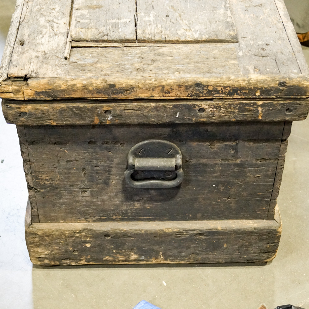 Vintage Wooden Tool Chest with Removable Tray Inserts and Tools