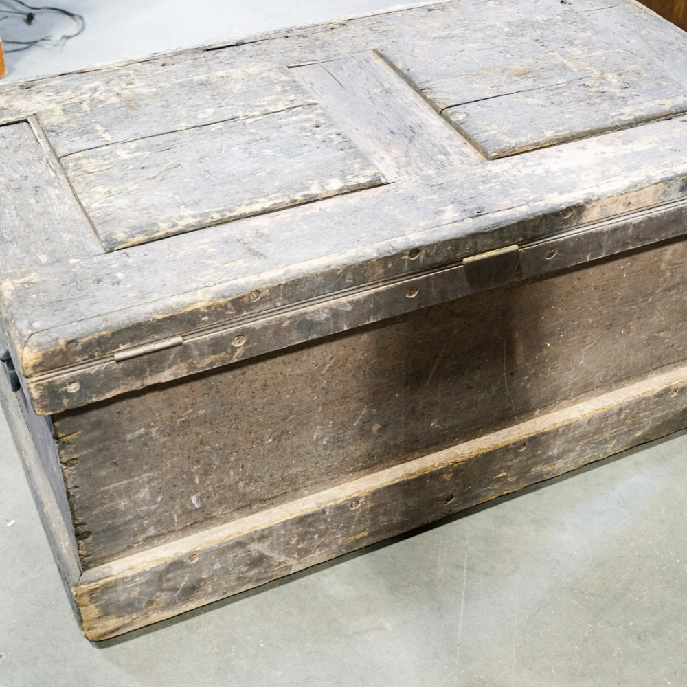 Vintage Wooden Tool Chest with Removable Tray Inserts and Tools