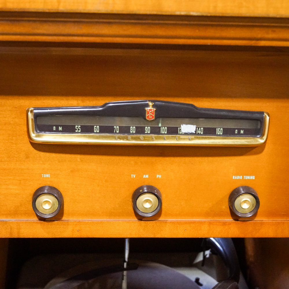 Vintage Crosley Television, Turntable and Radio in Cabinet
