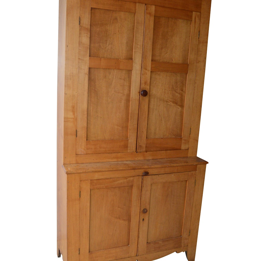 Antique Primitive Step-Back Cupboard, in Poplar