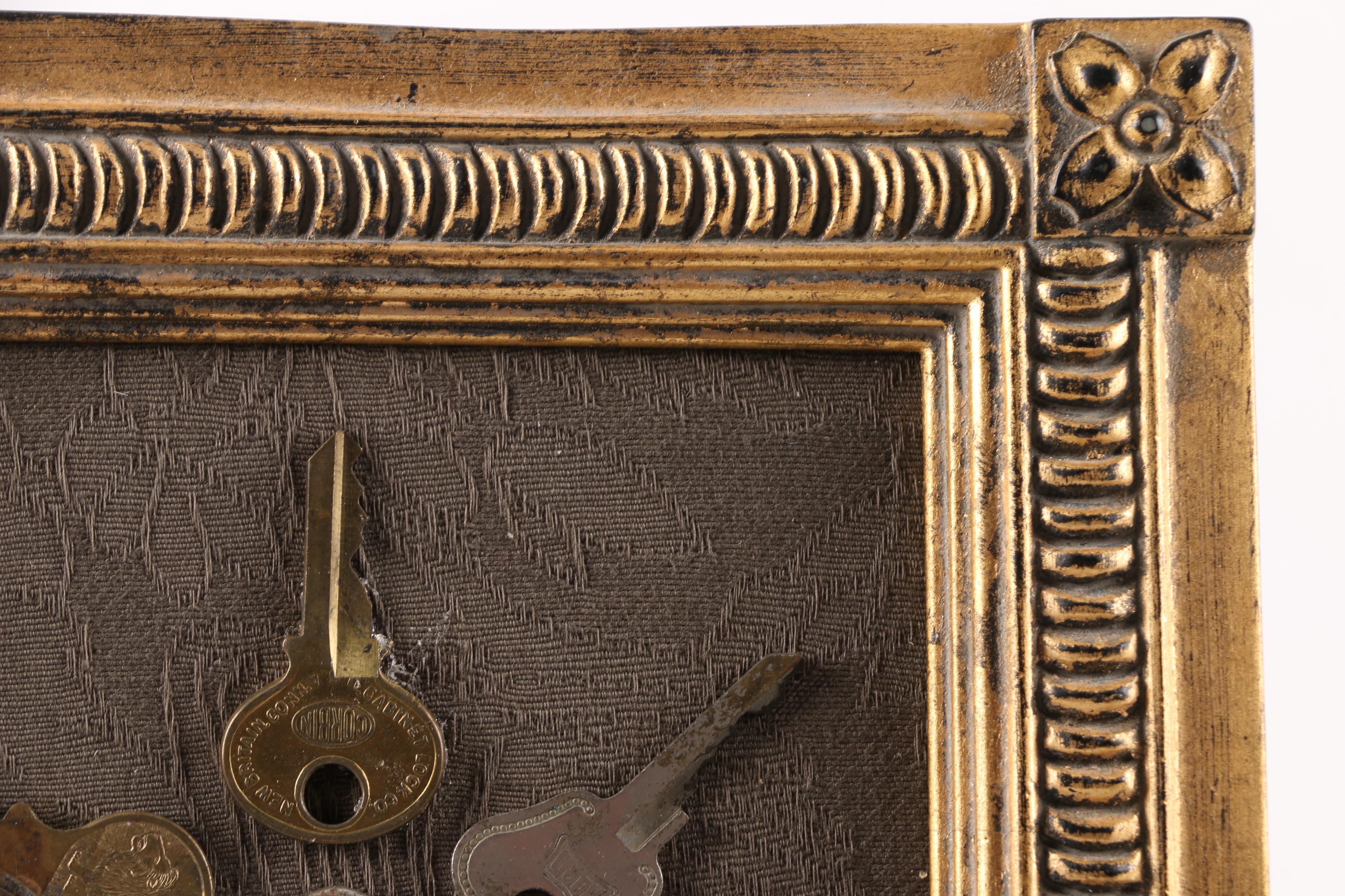 Vintage Keys in Gold Tone Wooden Frames