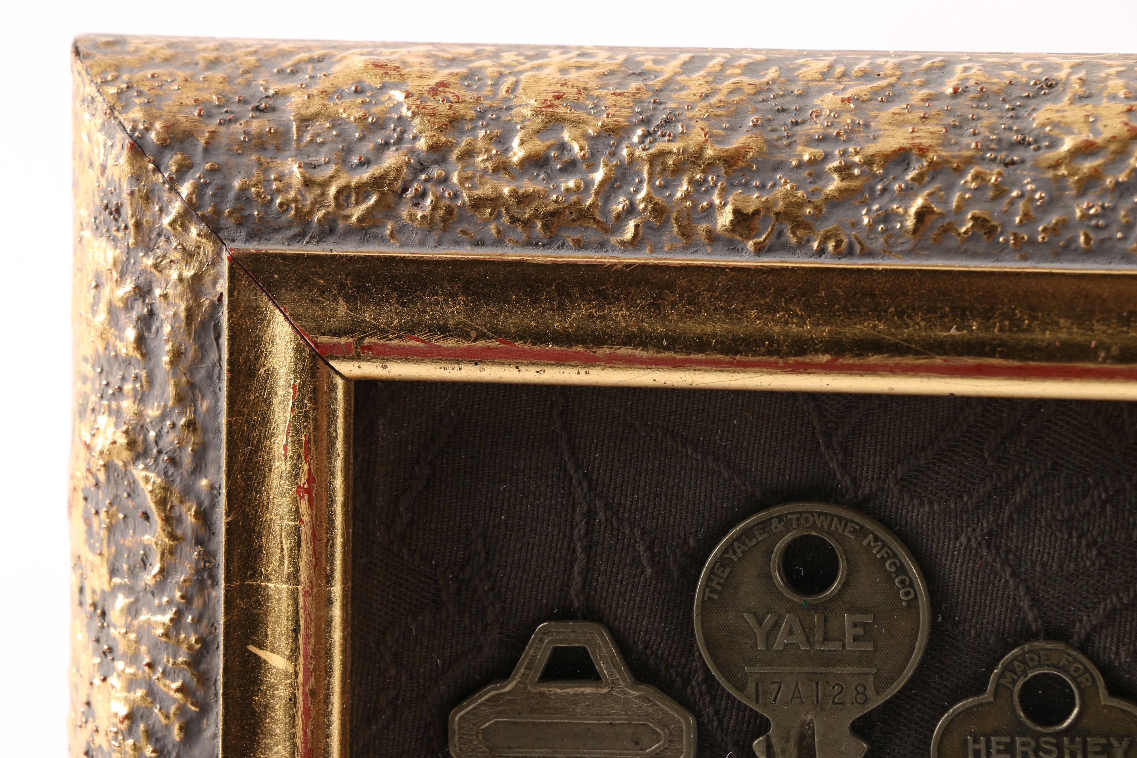 Vintage Keys in Gold Tone Wooden Frames