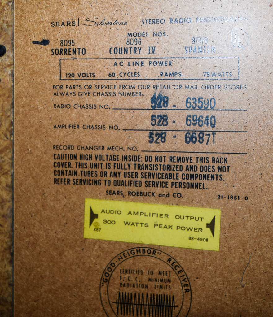 Vintage Sears Silvertone Stereo Radio Phonograph Console