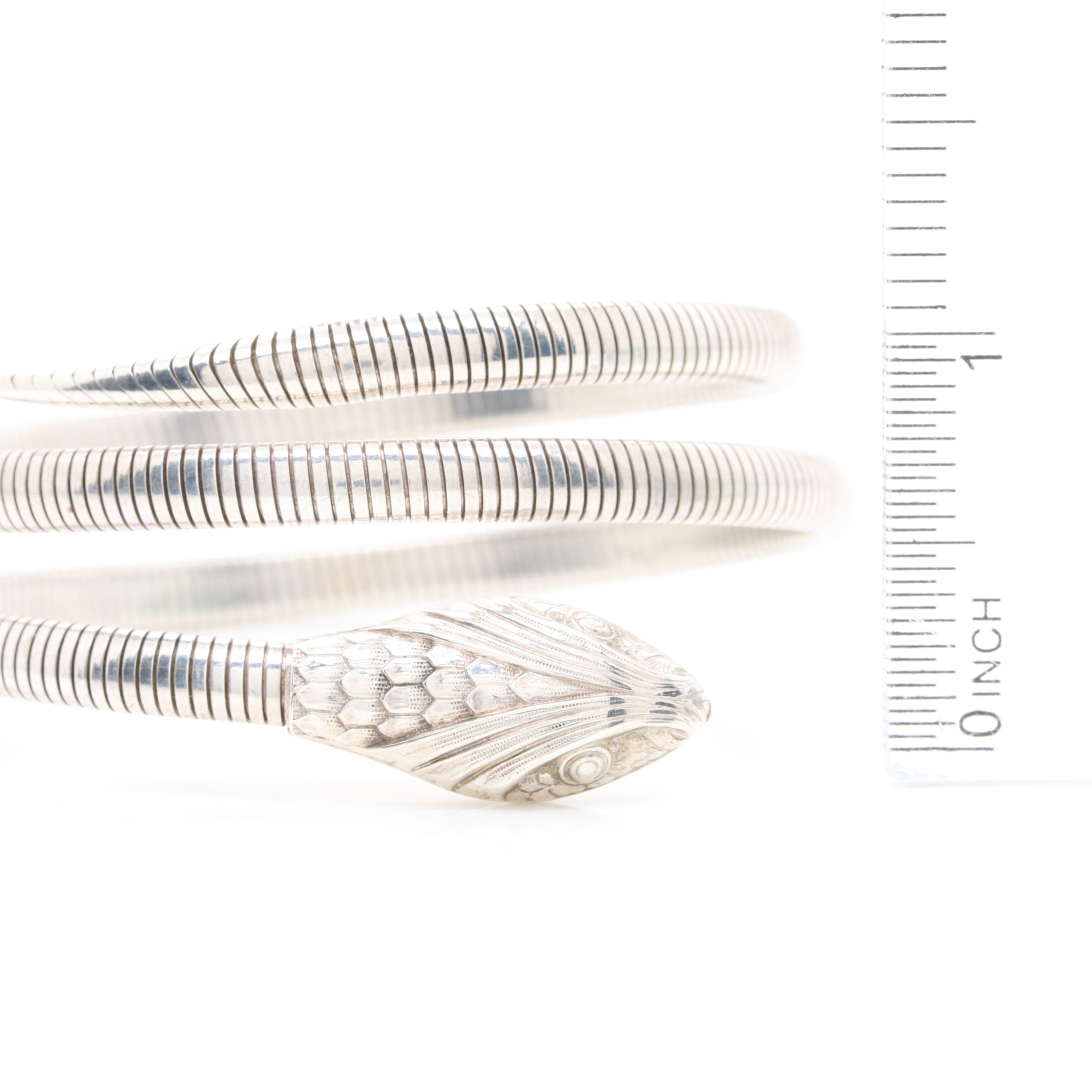 Forstner Sterling Silver Coiled Snake Bangle Bracelet