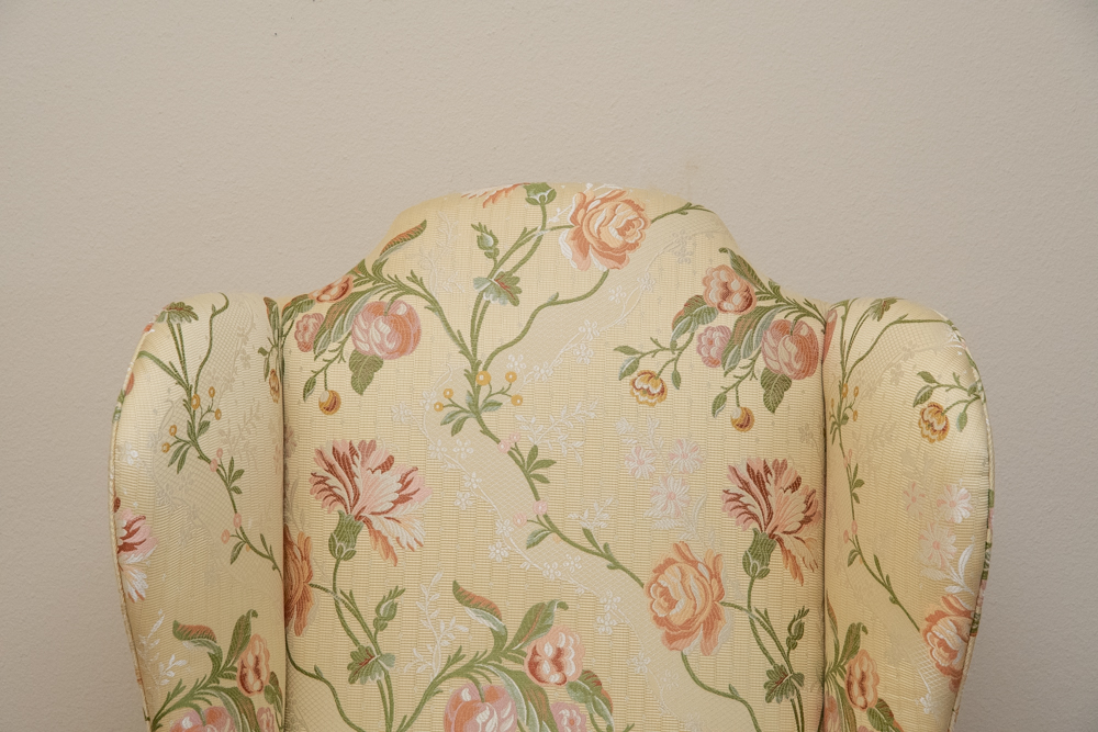 Queen Anne Style Upholstered Wingback Chair
