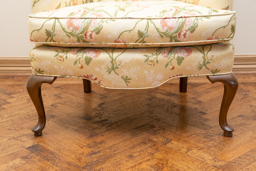 Queen Anne Style Upholstered Wingback Chair
