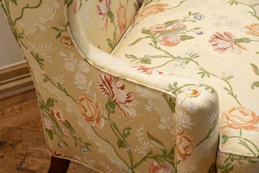 Queen Anne Style Upholstered Wingback Chair