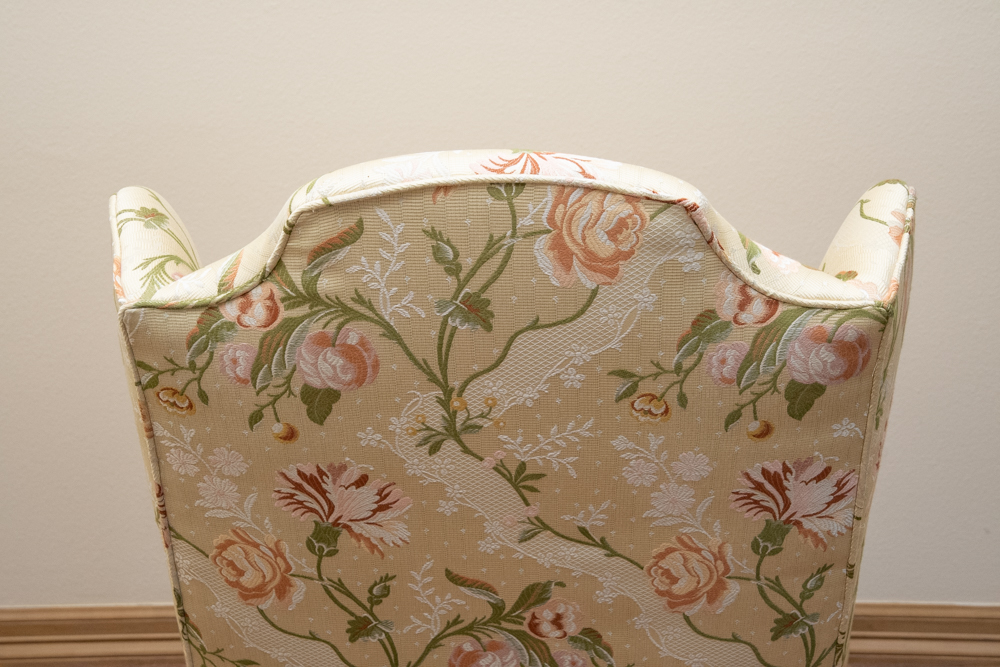 Queen Anne Style Upholstered Wingback Chair