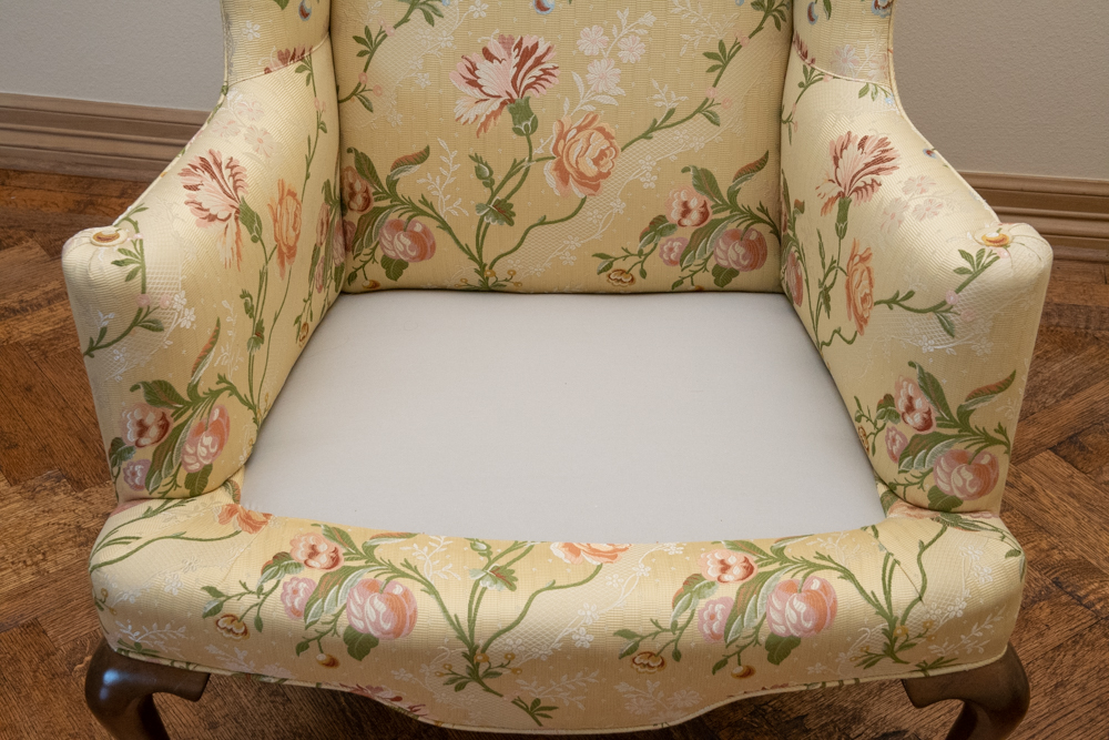 Queen Anne Style Upholstered Wingback Chair