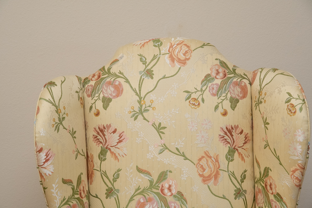 Queen Anne Style Upholstered Wingback Chair
