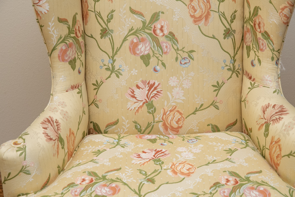 Queen Anne Style Upholstered Wingback Chair