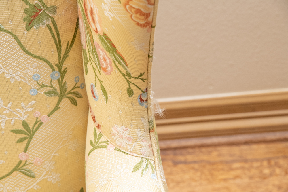 Queen Anne Style Upholstered Wingback Chair