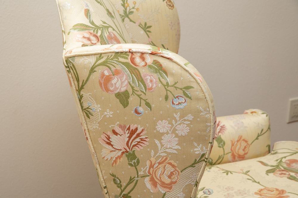 Queen Anne Style Upholstered Wingback Chair