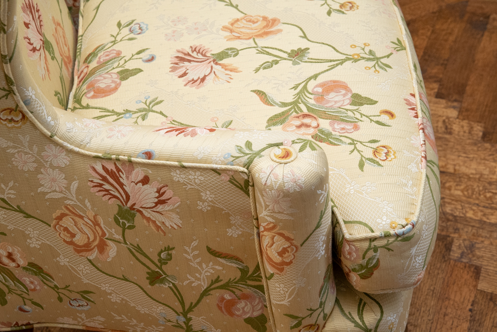 Queen Anne Style Upholstered Wingback Chair