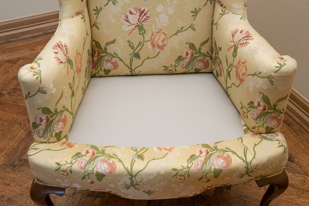 Queen Anne Style Upholstered Wingback Chair