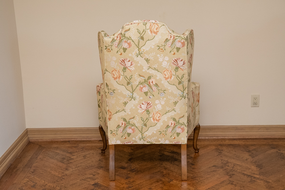 Queen Anne Style Upholstered Wingback Chair