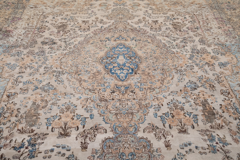 Hand-Knotted Persian Tabriz Silk and Wool Room Size Rug