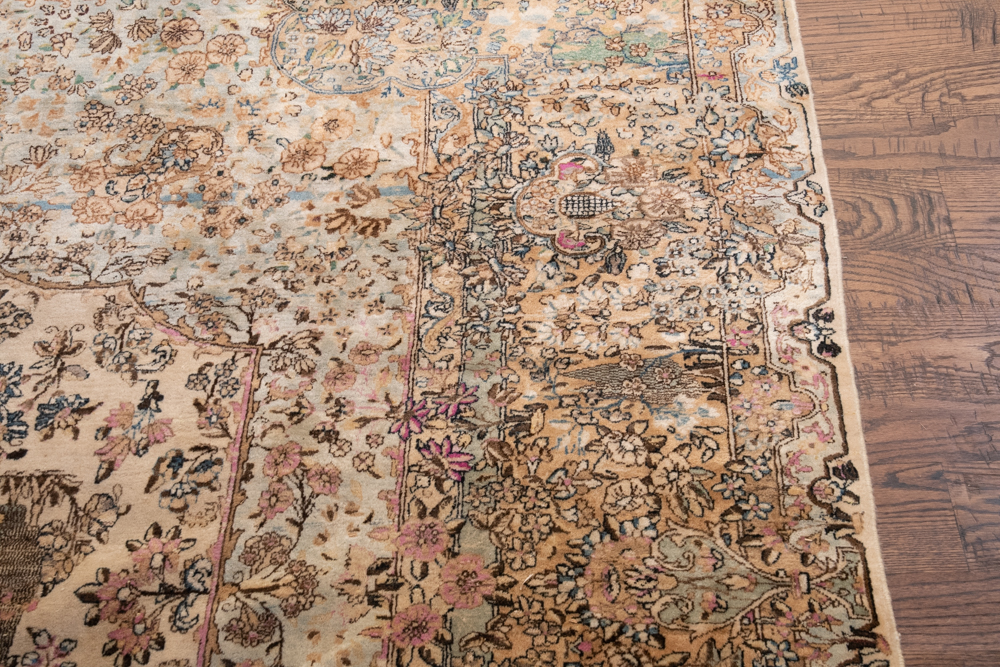 Hand-Knotted Persian Tabriz Silk and Wool Room Size Rug