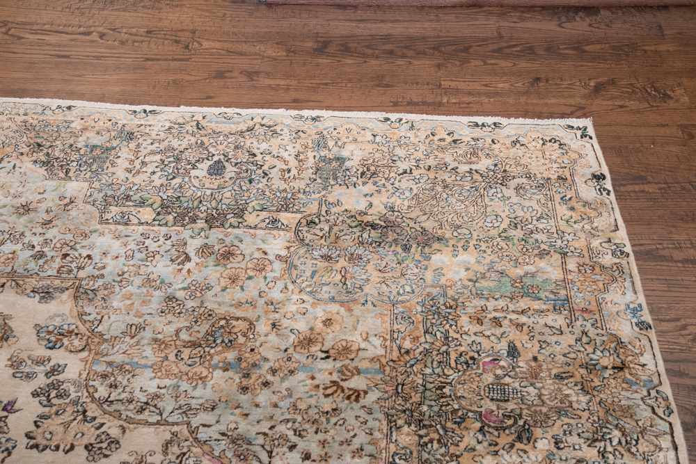 Hand-Knotted Persian Tabriz Silk and Wool Room Size Rug