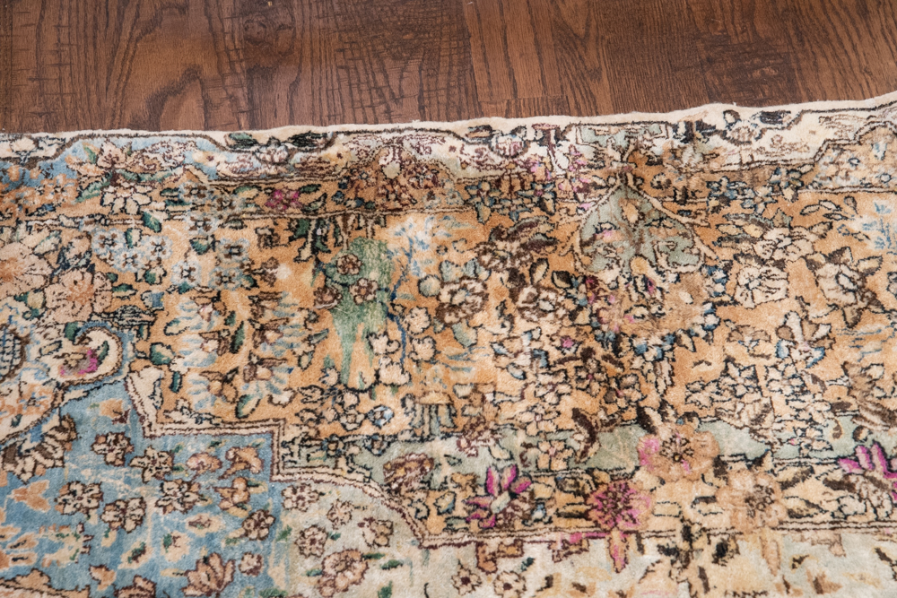 Hand-Knotted Persian Tabriz Silk and Wool Room Size Rug