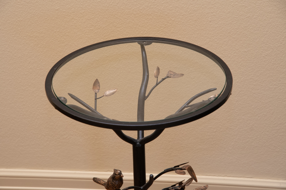 Glass Top Metal Accent Table