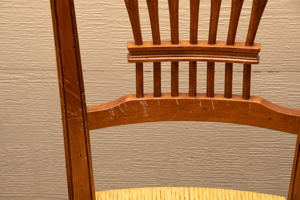 Set of Eight Dining Chairs with Rush Seats