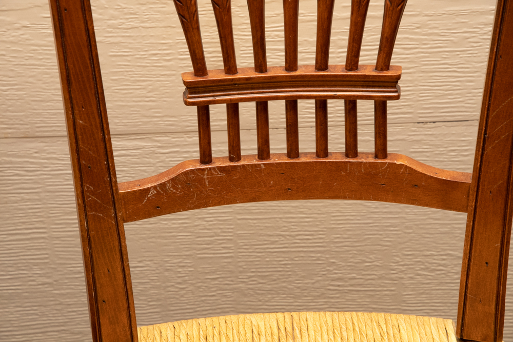 Set of Eight Dining Chairs with Rush Seats