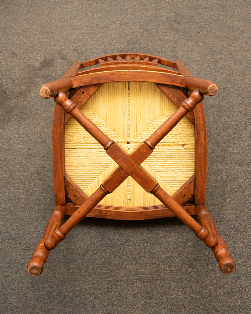 Set of Eight Dining Chairs with Rush Seats