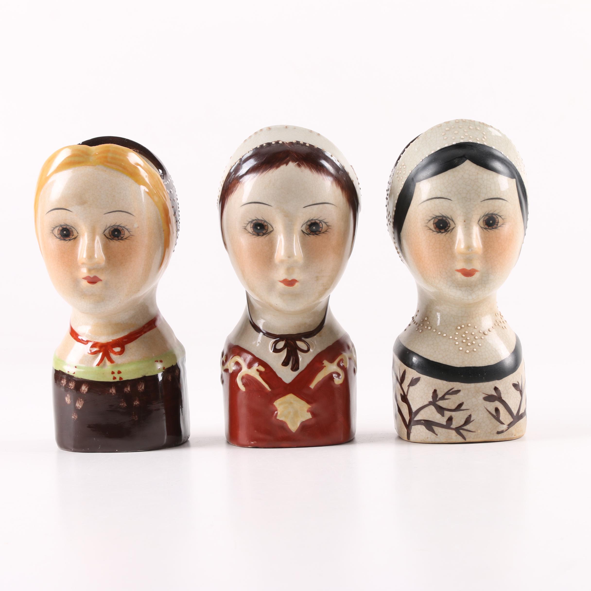 Figural Ladies Head Wall Pockets