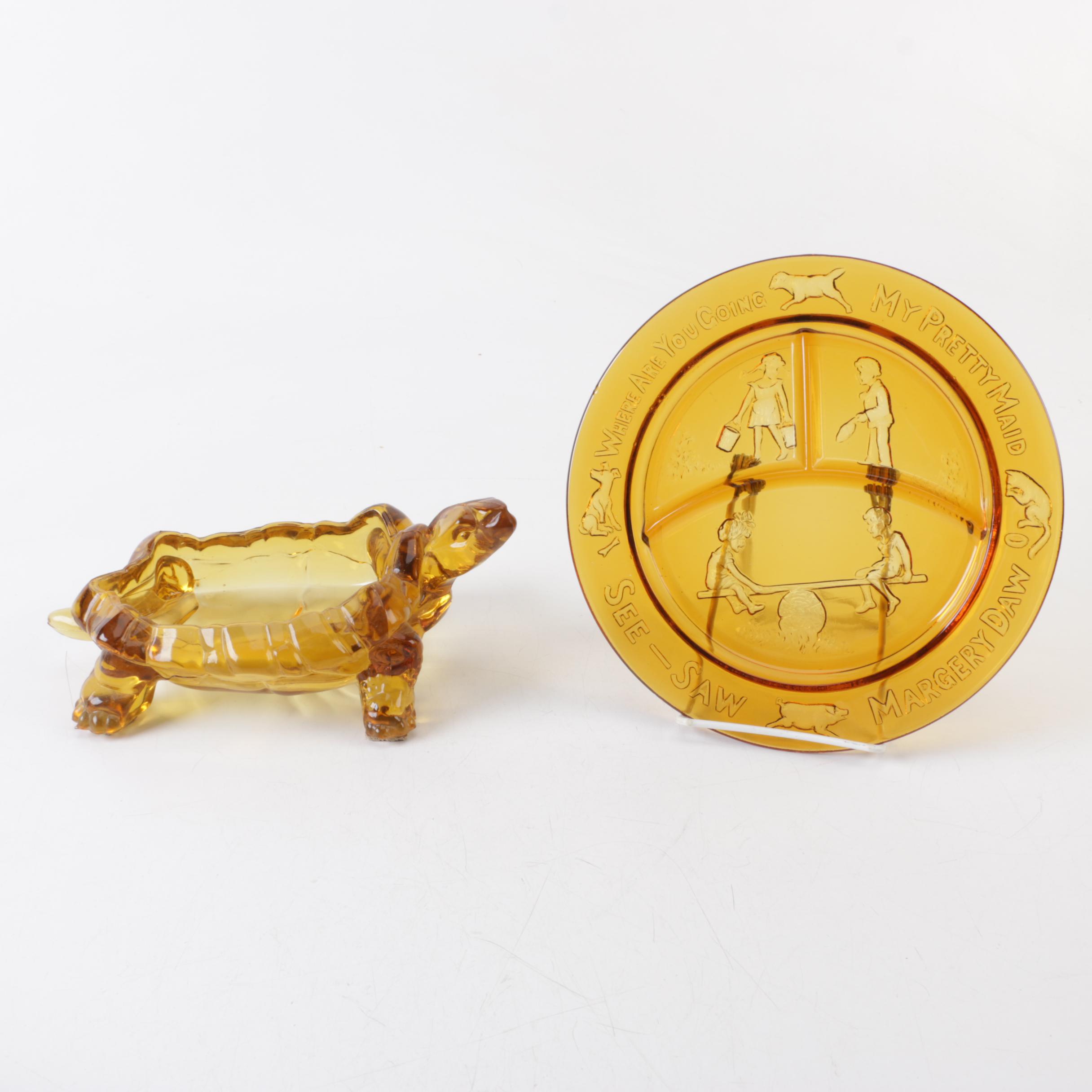 Vintage Indiana Glass Nursery Rhyme Plate and Other Serveware