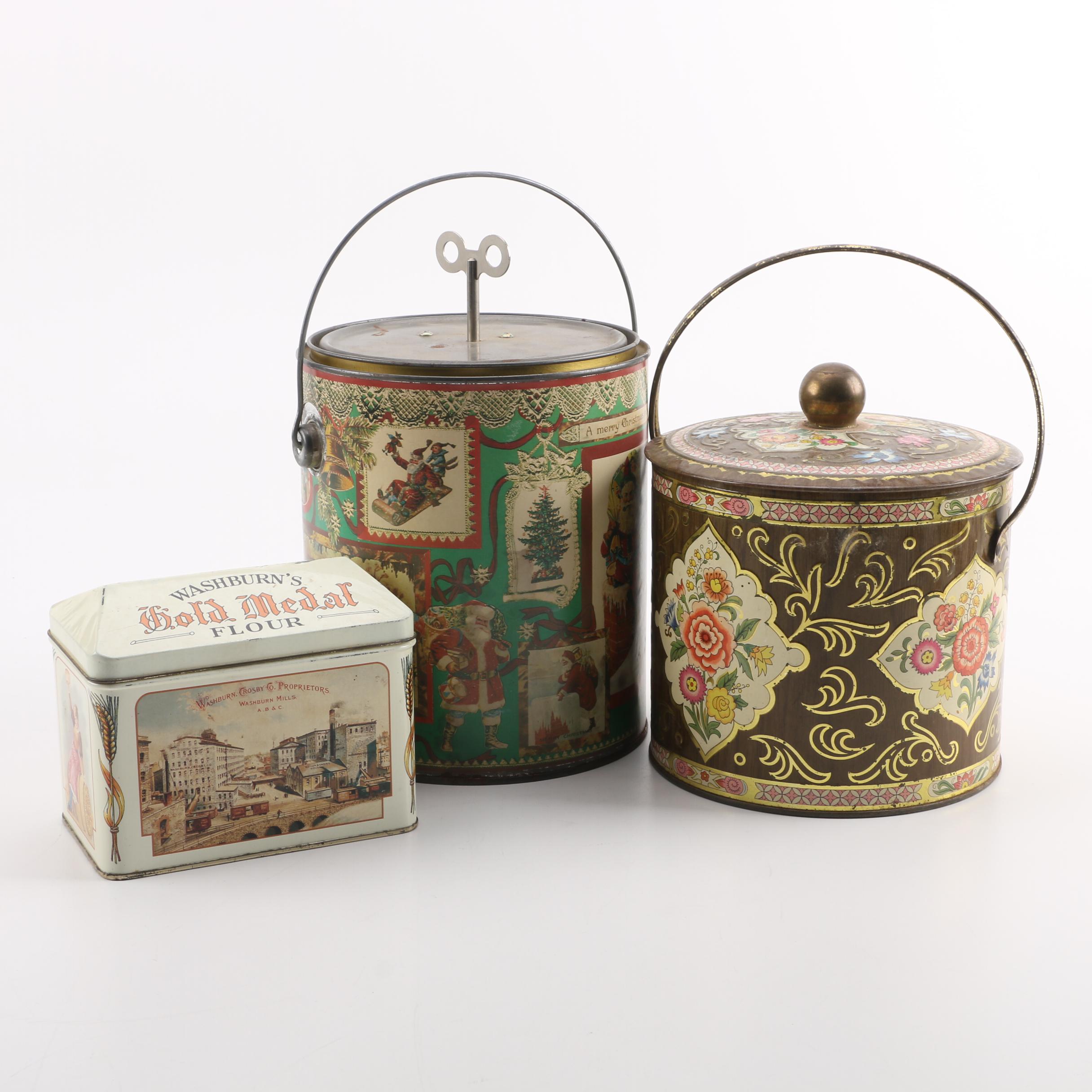 Damer, Gold Medal Flour and Musical Christmas Tins